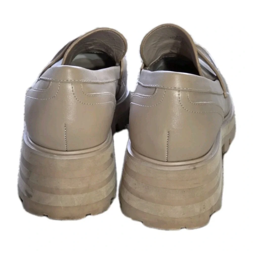 MARC FISHER LTD Chunky Platform Shoes Lug Sole Leather Loafers Ivory Womens 9.5